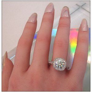 3.22 Ct Vvs1 "Ice G-H White Moissanite Diamond Passed ,Engagement RING Size 7